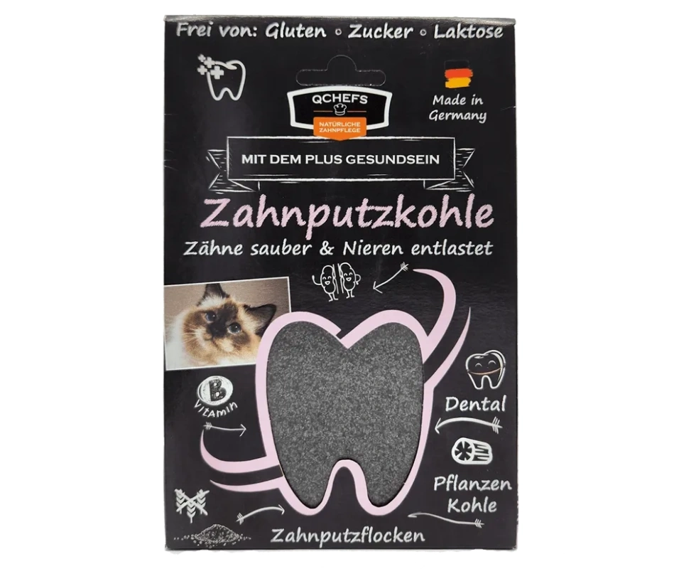 Q-Chefs Vločky na čištění zubů s aktivním uhlím pro kočky Q-Chefs Vločky na čištění zubů s aktivním uhlím pro kočky