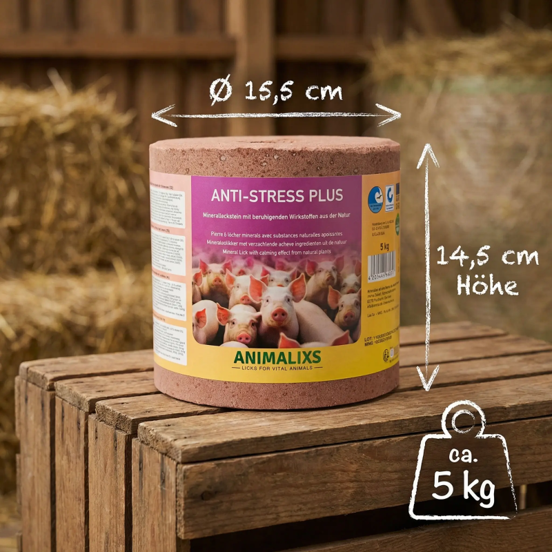 Minerální liz pro prasata s uklidňujícím a relaxačním účinkem Anti-Stress Plus Minerální liz pro prasata s uklidňujícím a relaxačním účinkem Anti-Stress Plus