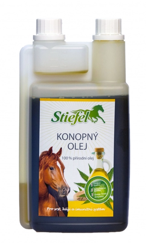 Stiefel Konopný olej pro srst, kůži a imunitní systém, láhev s dávkovačem 1 l Stiefel Konopný olej pro srst, kůži a imunitní systém, láhev s dávkovačem 1 l