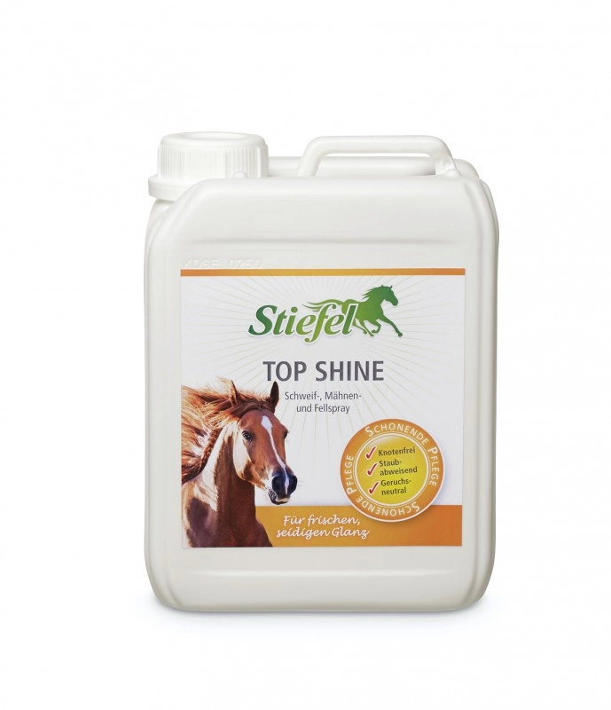 Stiefel Top shine pro svěží hedvábný lesk vašeho koně, kanystr 2,5 l Stiefel Top shine pro svěží hedvábný lesk vašeho koně, kanystr 2,5 l
