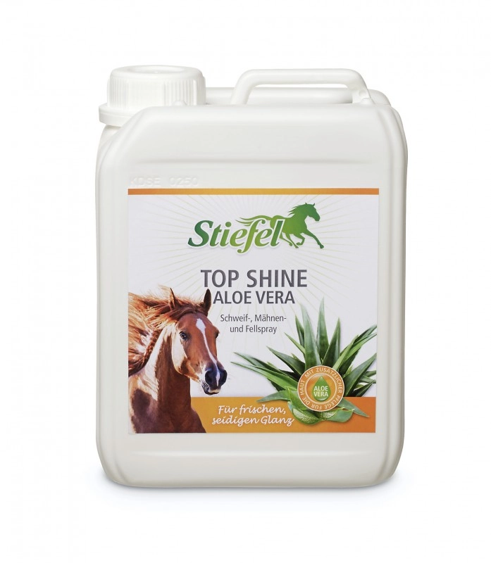 Stiefel Top shine Aloe vera pro svěží hedvábný lesk vašeho koně s Aloe, kanystr 2,5 l Stiefel Top shine Aloe vera pro svěží hedvábný lesk vašeho koně s Aloe, kanystr 2,5 l
