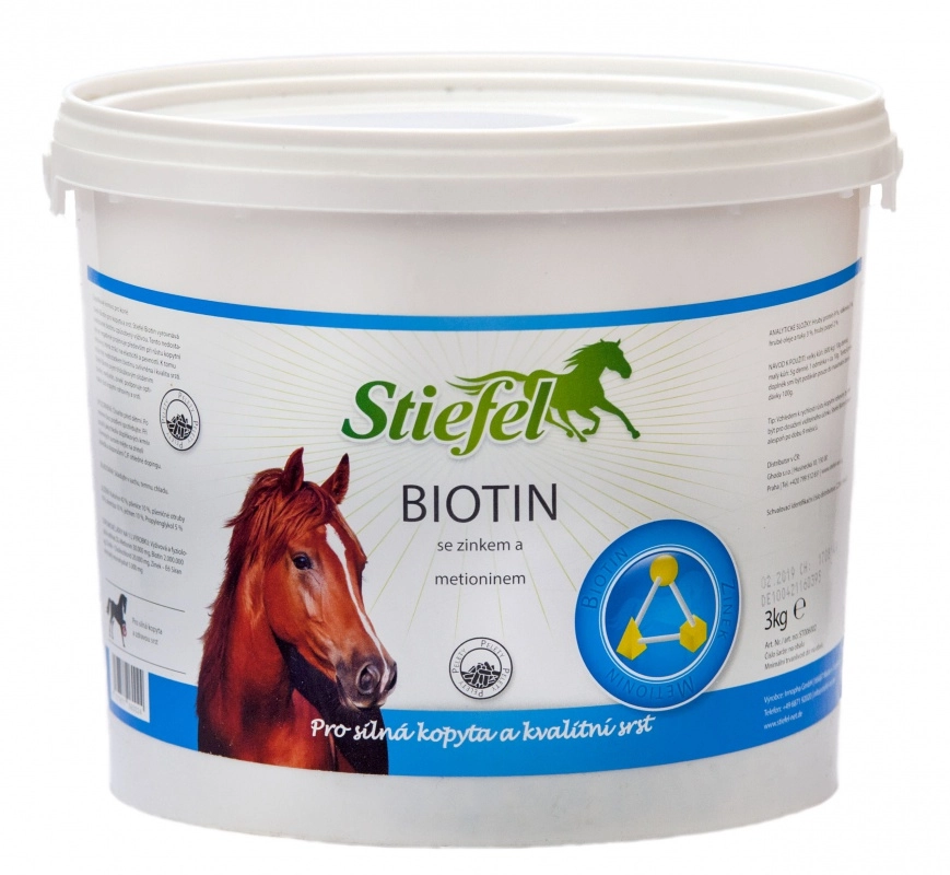 Stiefel Biotin pro kůži, srst a silná kopyta, balení 3 kg pelety Stiefel Biotin pro kůži, srst a silná kopyta, balení 3 kg pelety