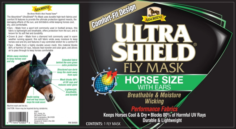 Maska proti hmyzu s ušima a prodloužením na nos Absorbine UltraShield Maska proti hmyzu s ušima a prodloužením na nos Absorbine UltraShield