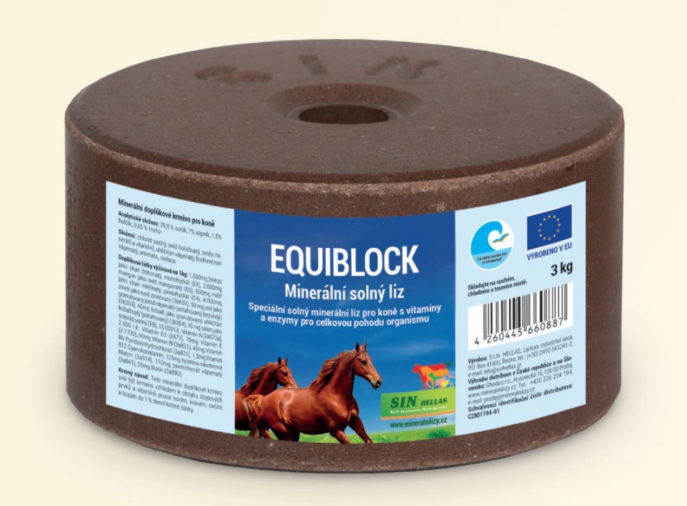 Equiblock, minerální sůl pro koně s vitamíny a enzymy Equiblock, minerální sůl pro koně s vitamíny a enzymy