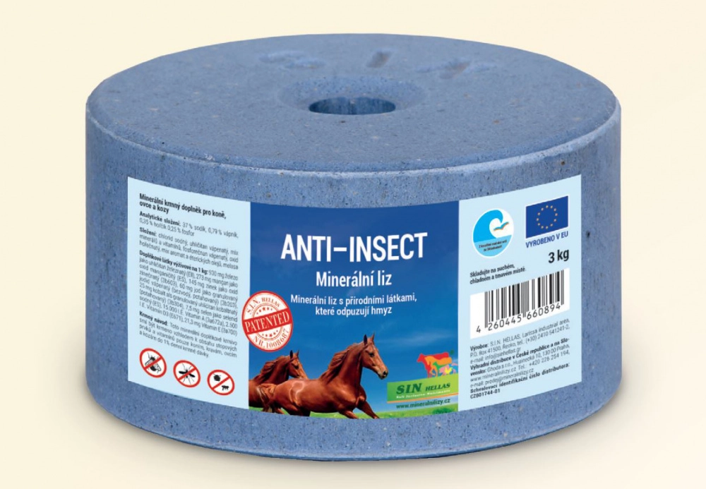 Minerální liz jako ochrana proti hmyzu Anti Insect, balení 3 kg Minerální liz jako ochrana proti hmyzu Anti Insect, balení 3 kg