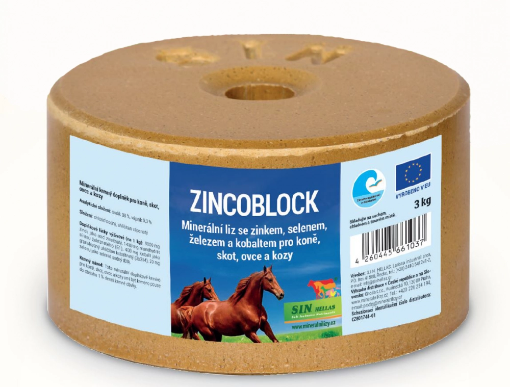 Zinkoblock EKO, minerální liz se zinkem, selenem, železem a kobaltem