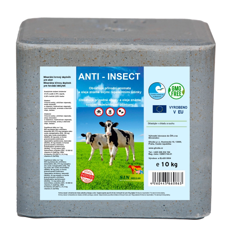 Minerální liz s přírodními aromaty odpuzujícími hmyz SIN Hellas Anti-Insect Minerální liz s přírodními aromaty odpuzujícími hmyz SIN Hellas Anti-Insect