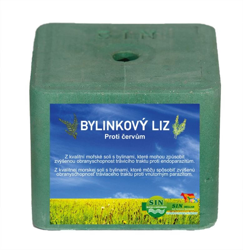 Minerální liz s bylinkami proti červům z mořské soli Krauterblock Minerální liz s bylinkami proti červům z mořské soli Krauterblock