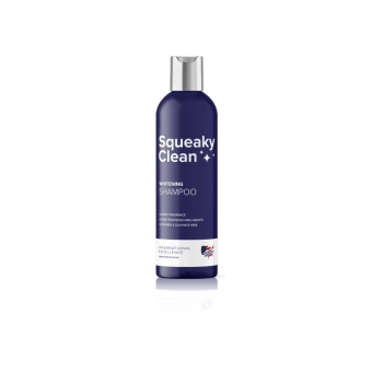 Bělící šampon pro světlé koně s vůní lesních plodů Squeaky clean Whitening shampoo, Láhev s dávkovačem, 1 l