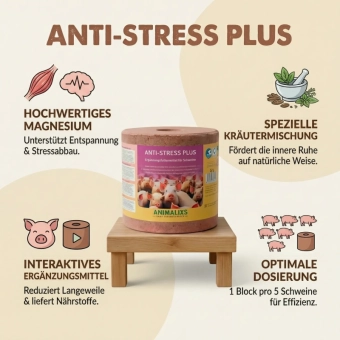 Minerální liz pro prasata s uklidňujícím a relaxačním účinkem Anti-Stress Plus