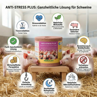 Minerální liz pro prasata s uklidňujícím a relaxačním účinkem Anti-Stress Plus