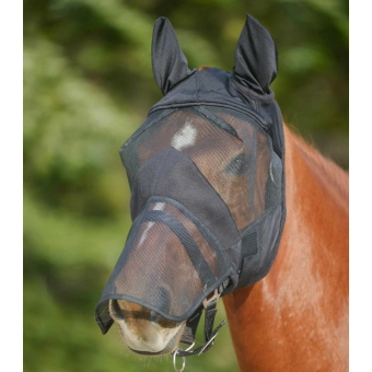 Maska Waldhausen AWA Premium s prodloužením na nos a s ušima černá, Pony