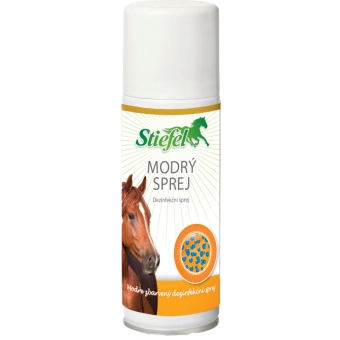 Stiefel Modrý sprej na čištění a dezinfekci stájí nebo jezdeckého vybavení