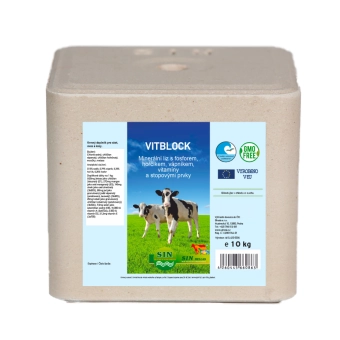 Minerální liz z mořské soli s mědí, vitamíny, fosforem, hořčíkem, vápníkem a stopovými prvky Vitblok s mědí, Balení 10kg