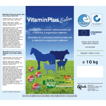 Minerální liz z mořské soli s organickým selenem, vitamíny, fosforem, hořčíkem, vápníkem a stopovými prvky Vitblok s organickým selenem